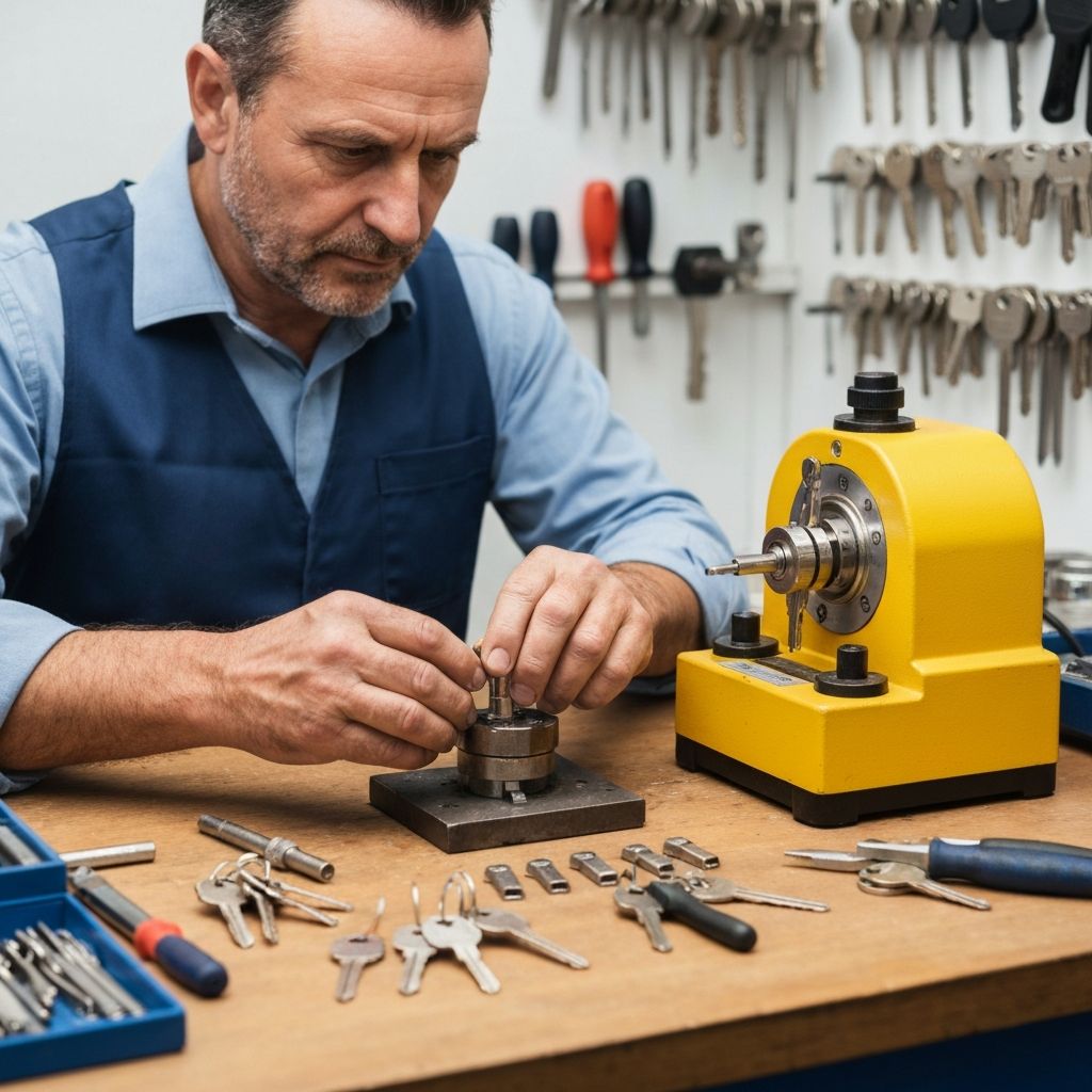 Locksmith cutting keys