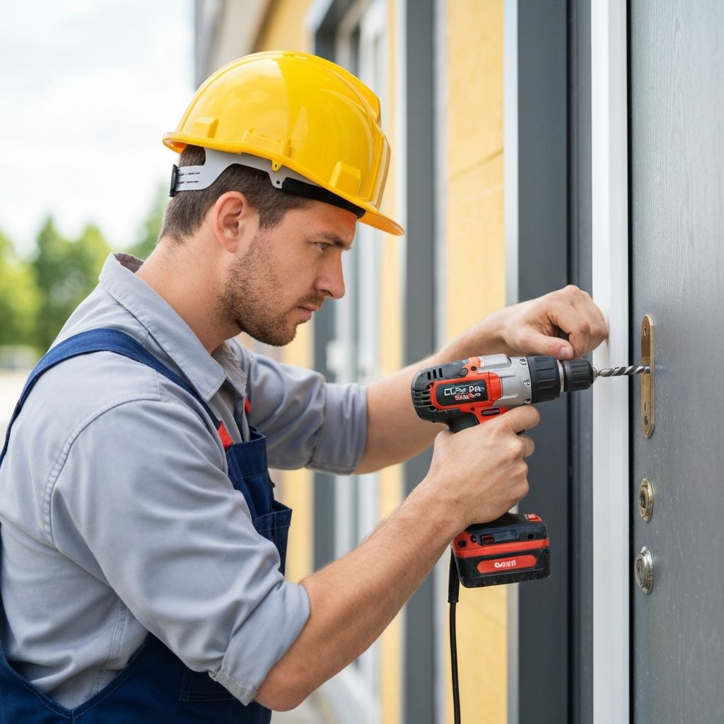Locksmith technician at work
