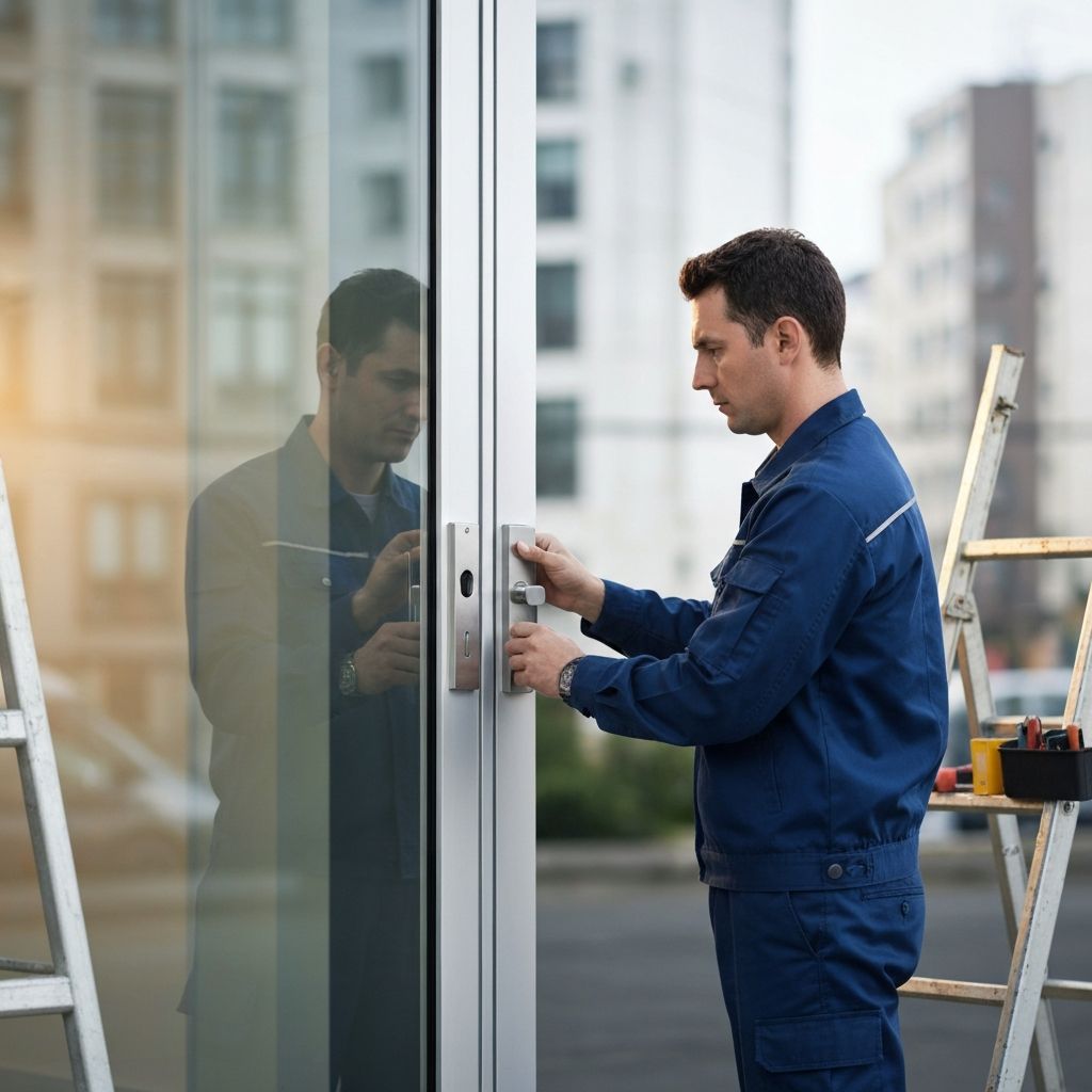 Storefront door lock installation